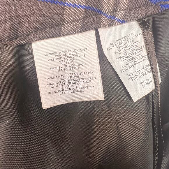 Jones Size 12 Brown Diagonal Plaid Skirt Stretch ALine Preppy Dark Academia - Picture 9 of 10